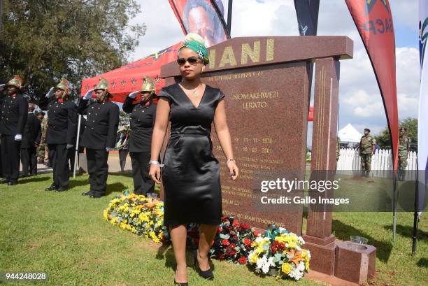 Chris Hani's daughter Lindiwe Hani, at the wreath- laying ceremony during the 25 year anniversary commemorating Chris Hanis death on April 10, 2018...