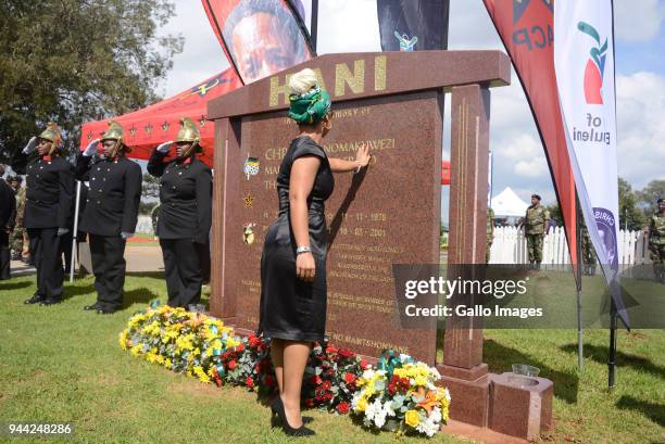 Chris Hani's daughter Lindiwe Hani, at the wreath- laying ceremony during the 25 year anniversary commemorating Chris Hanis death on April 10, 2018...