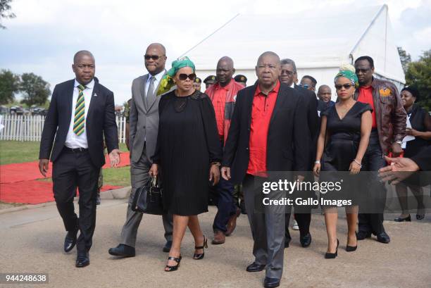 Ekurhuleni mayor Mzwandile Masina, Minister Nathi Mthethwa,Limpho Hani, Blade Nzimande and Lindiwe Hani during the 25 year anniversary commemorating...