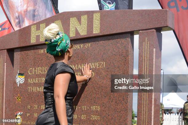 Chris Hani's daughter Lindiwe Hani, at the wreath- laying ceremony during the 25 year anniversary commemorating Chris Hanis death on April 10, 2018...
