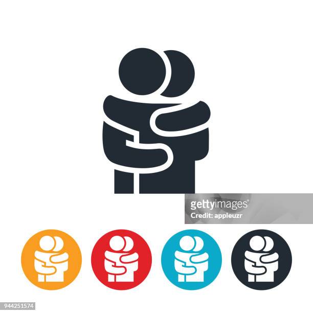 two people hugging icon - embracing stock illustrations