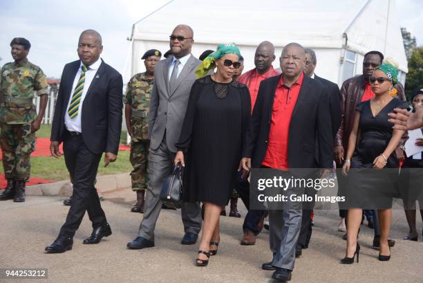 Ekurhuleni mayor Mzwandile Masina, Minister Nathi Mthethwa,Limpho Hani, Blade Nzimande and Lindiwe Hani during the 25 year anniversary commemorating...