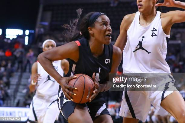 Jordan Brand Classic Away Team forward Queen Egbo during the Jordan Brand Classic National Girls Game on April 8 at the Barclays Center in...