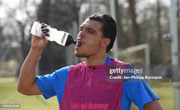 Karim Rekik of Hertha BSC during the training at Schenkendorfplatz on April 10, 2018 in Berlin, Germany.