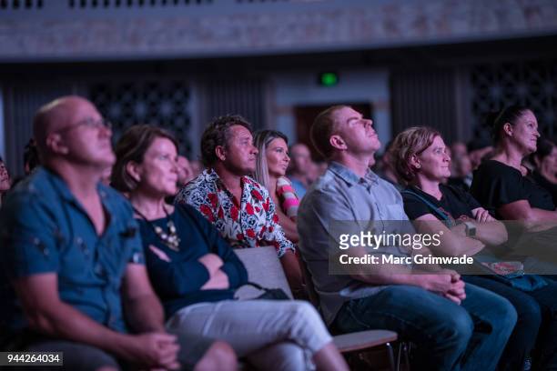 Punters watching Jimmy Barnes performing at Brisbane City Hall on April 10, 2018 in Brisbane, Australia.