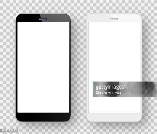 white and black mobile phones - plain background stock illustrations