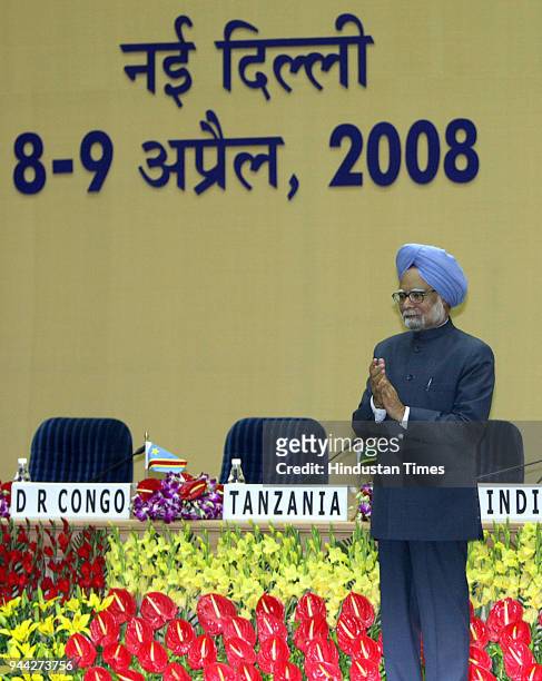 Prime Minister Manmohan Singh during the inaugural session of India-Africa Forum Summit 2008, in New Delhi.