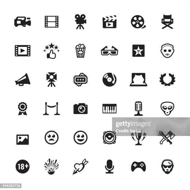 film industry icon set - video icon stock illustrations