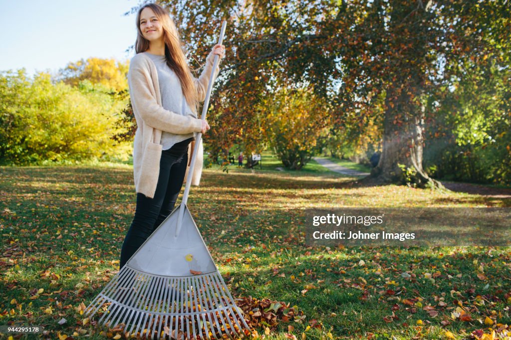 Small Rake Woman Woman Raking Leaves High-Res Stock Photo - Getty Images