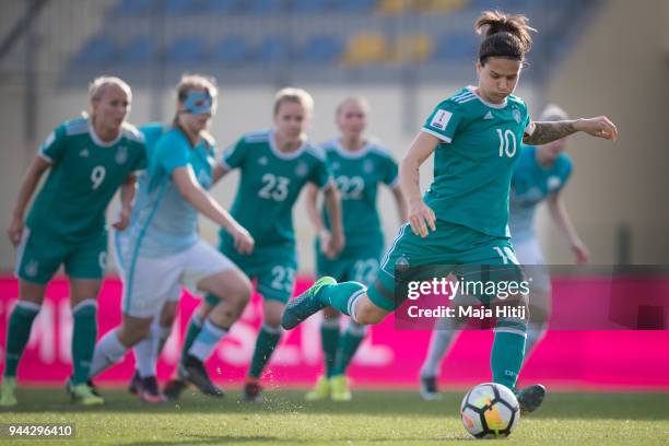Dzsenifer Marozsan of Germany misses a penalty shoot during Slovenia Women's and Germany Women's 2019 FIFA Women's World Championship Qualifier match...