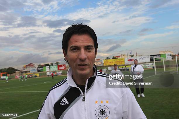 Head coach Marco Pezzaiuoli of Germany leaves the field at half-time during his team's Under-18 international friendly against Hungary on December...