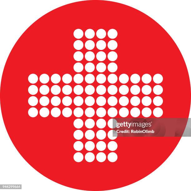 weißen flecken kreuz-symbol - red cross stock-grafiken, -clipart, -cartoons und -symbole