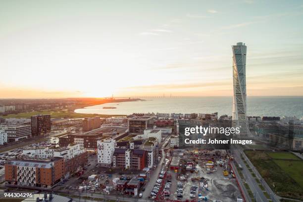 city district at dawn - malmö stock pictures, royalty-free photos & images