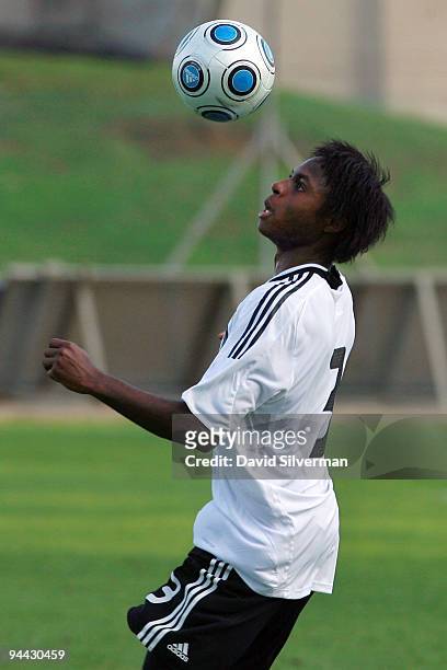Hervenogi Unzola of Germany plays the ball during his team's 6-3 victory against Hungary in an Under-18 international friendly on December 14, 2009...