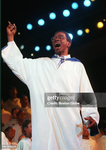 S Charles K. Austin performs a solo in a dress rehearsal of "Black Nativity," a gospel song-play by Langston Hughes, in Boston on Nov. 29, 1994.