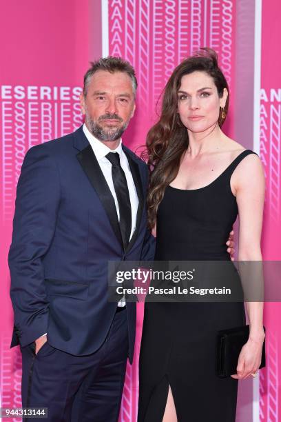 Tom Waes and Anna Drijver from the serie "Undercover" attend "Miguel" and "Undercover" screening during the 1st Cannes International Series Festival...