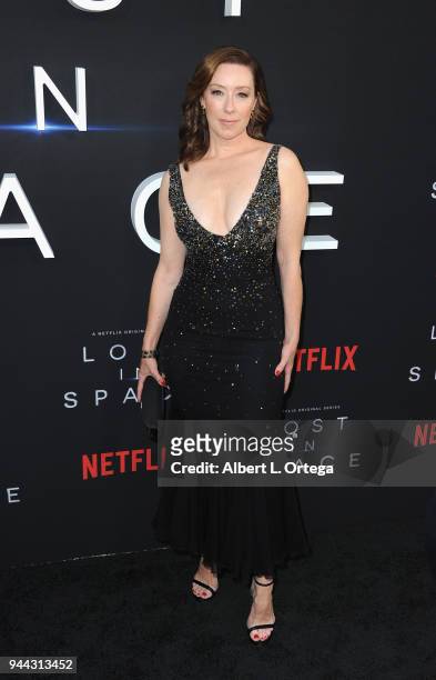 Actress Molly Parker arrives for the Premiere Of Netflix's "Lost In Space" Season 1 held at The Cinerama Dome on April 9, 2018 in Los Angeles,...