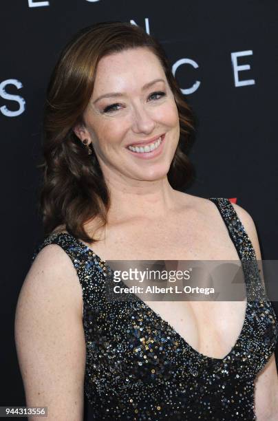 Actress Molly Parker arrives for the Premiere Of Netflix's "Lost In Space" Season 1 held at The Cinerama Dome on April 9, 2018 in Los Angeles,...
