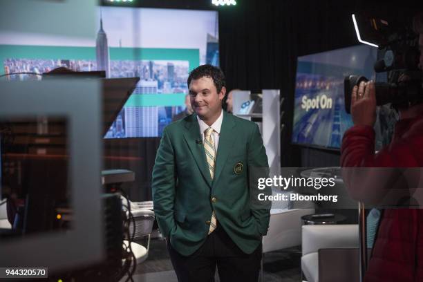 Professional golfer Patrick Reed smiles during a Bloomberg Television interview in New York, U.S., on Tuesday, April 10, 2018. Reed talked about...