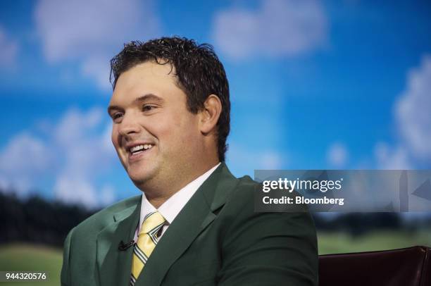 Professional golfer Patrick Reed smiles during a Bloomberg Television interview in New York, U.S., on Tuesday, April 10, 2018. Reed talked about...