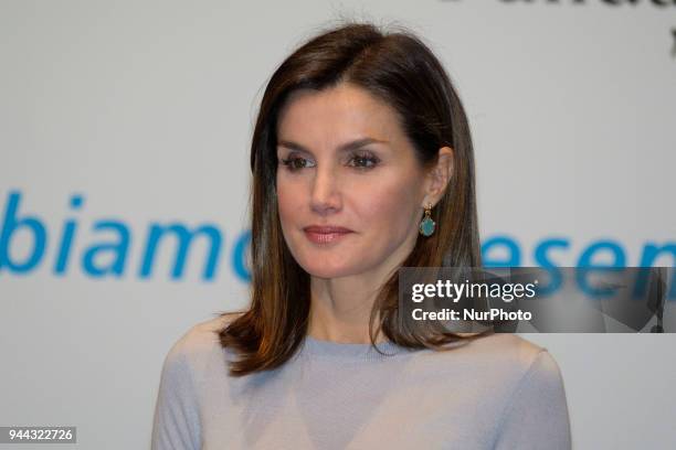 Queen Letizia of Spain delivers 'La Caixa' Scholarships at Caixa Forum cultural center on April 10, 2018 in Madrid, Spain