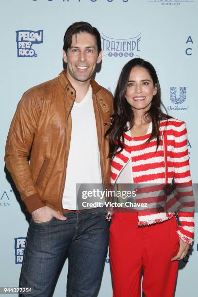 Actor Jordan Belfi and actress Ana Claudia Talancon attend a press conference to promote their new film "American Curious" at Stara Boutique Hotel on...