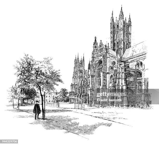 canterbury cathedral - canterbury england stock illustrations