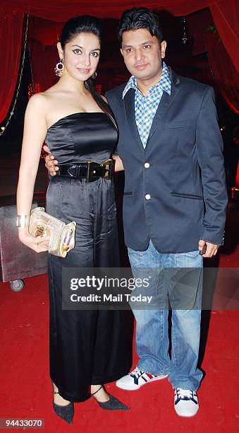 Bhushan Kumar with wife Divya Khosla at a lingerie fashion show by Triumph International in Mumbai December 10, 2009.