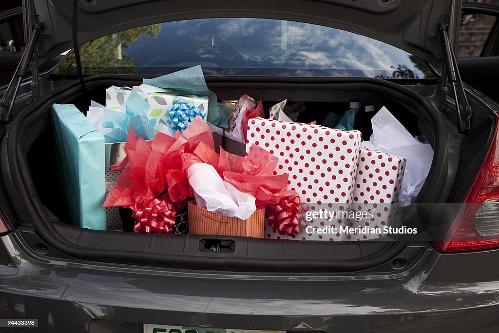 Presents in car trunk