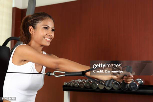 Chest Expander Exercises Photos and Premium High Res Pictures - Getty ...