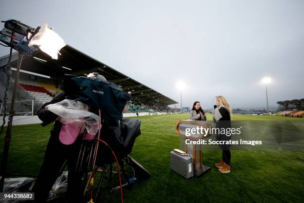 Fresia Cousino Arias, Anouk Hoogendijk during the World Cup Qualifier Women match between Republic of Ireland v Holland at the Tallaght Stadium on...