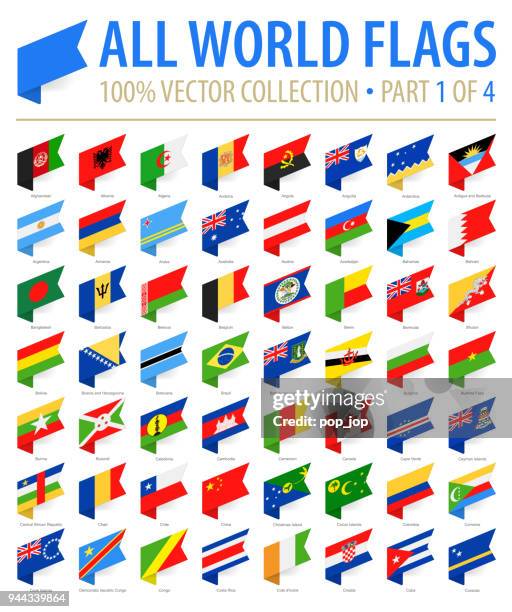 world flags - vector isometric label flat icons - part 1 of 4 - argentinian flag stock illustrations