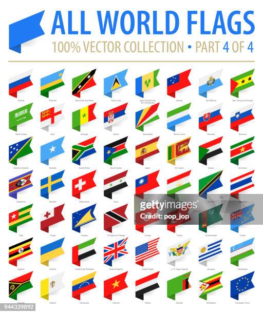 world flags - vector isometric label flat icons - part 4 of 4 - national flag stock illustrations