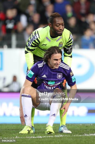 Charleroi , Belgium / Sporting Charleroi v Rsc Anderlecht / "nParfait MANDANDA - Lazar MARKOVIC"nFootball Jupiler Pro League 2017 - 2018 Play-Off 1...