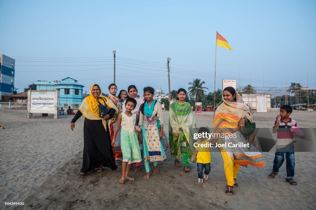 Bangladeshi family at beach in Cox's Bazar