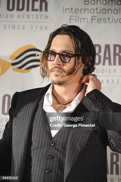 Johnny Depp during the tribute and presentation of the prestigious Career Achievement Award at the 6th Annual Bahamas Film Festival at the Balmoral...