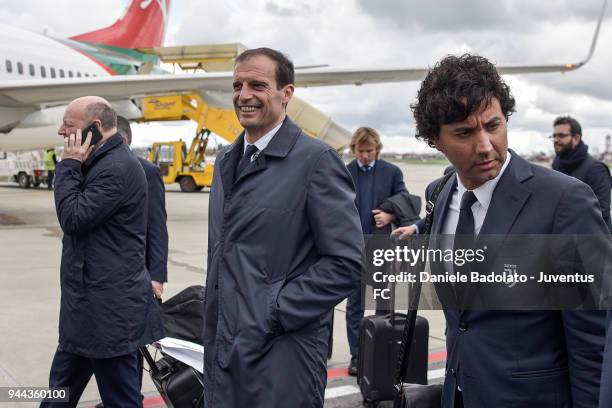 Massimiliano Allegri of Juventus travelling to Madrid on April 10, 2018 in Turin, Italy.