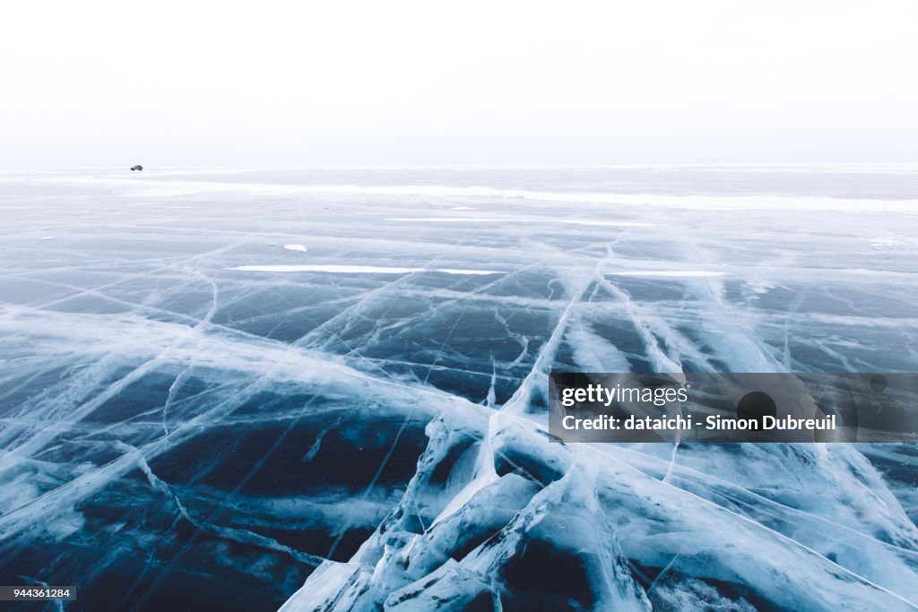 Car driving on Lake Baikal