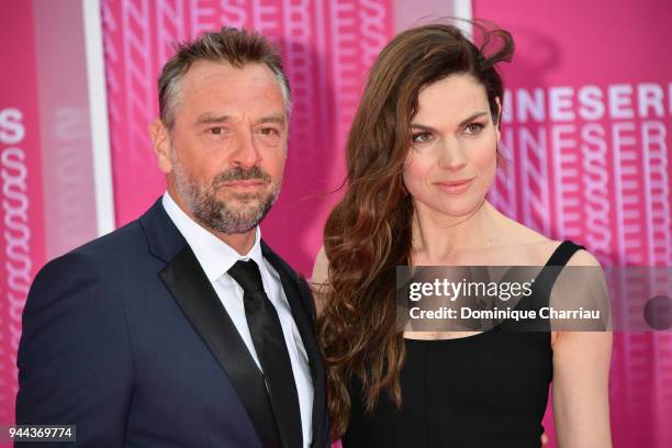 Tom Waes and Anna Drijver from the serie "Undercover" attend "Miguel" and "Undercover" screening during the 1st Cannes International Series Festival...