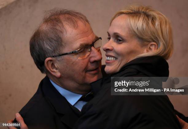 Scotland manager Shelley Kerr hugs SFA president Alan McRae ahead of the the Women's World Cup Qualifying match at the Paisley 2021 Stadium, Paisley.
