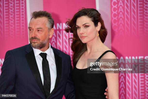 Tom Waes and Anna Drijver from the serie "Undercover" attend "Miguel" and "Undercover" screening during the 1st Cannes International Series Festival...