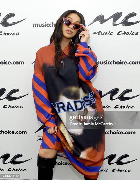 Cardi B visits Music Choice at Music Choice on April 10, 2018 in New York City.