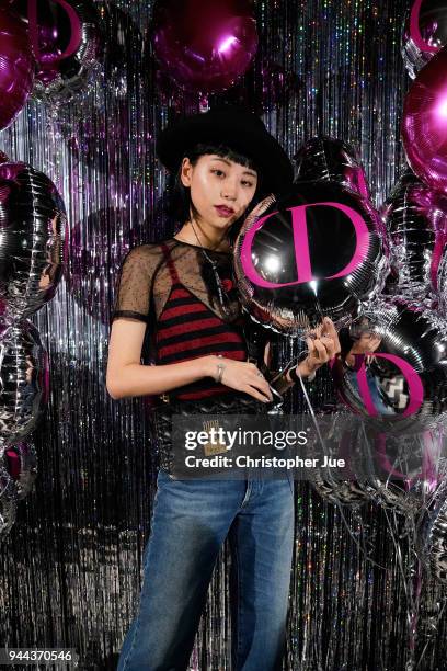 Ruka attends the Dior Addict Lacquer Plump Party at 1 OAK on April 10, 2018 in Tokyo, Japan.