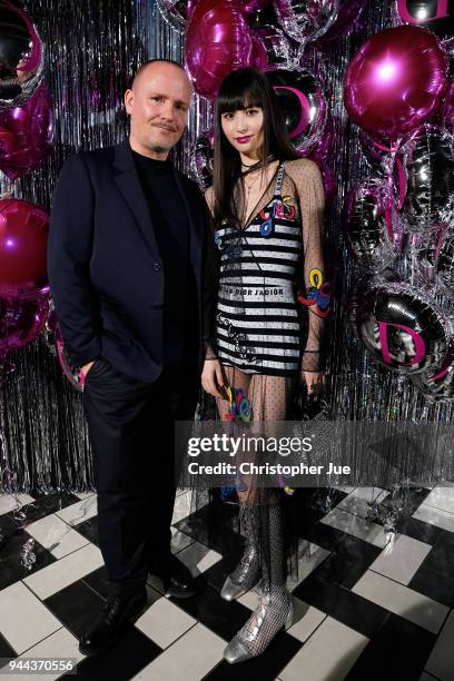 Peter Philips and Emi Suzuki attend the Dior Addict Lacquer Plump Party at 1 OAK on April 10, 2018 in Tokyo, Japan.