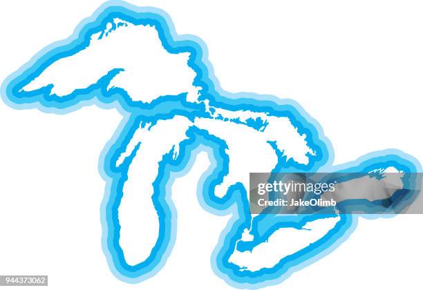 great lakes outline blue - lake ontario stock illustrations