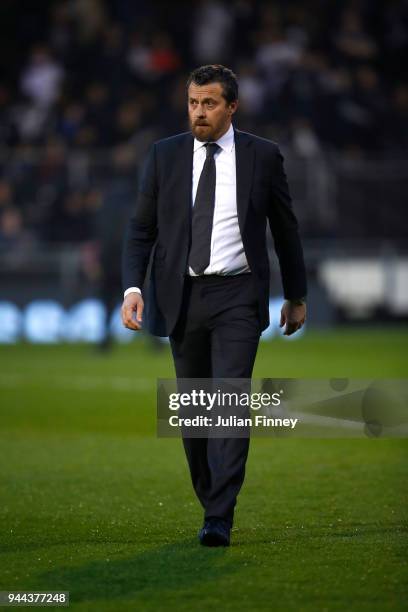 Slavisa Jokanovic, Manager of Fulham walks to the bench prior to the Sky Bet Championship match between Fulham and Reading at Craven Cottage on April...