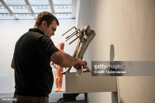 Spanish sculptor Francisco Leiro presents his exhibition 'Cuerpo Inventado' in the Marlborough Gallery on April 6, 2018 in Madrid, Spain.