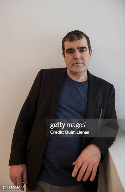 Spanish sculptor Francisco Leiro poses for a portrait session before the opening of his exhibition 'Cuerpo Inventado' in the Marlborough Gallery on...