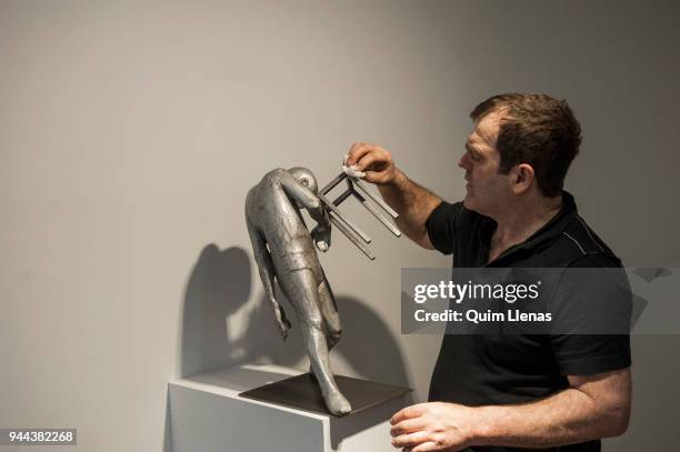 Spanish sculptor Francisco Leiro presents his exhibition 'Cuerpo Inventado' in the Marlborough Gallery on April 6, 2018 in Madrid, Spain.