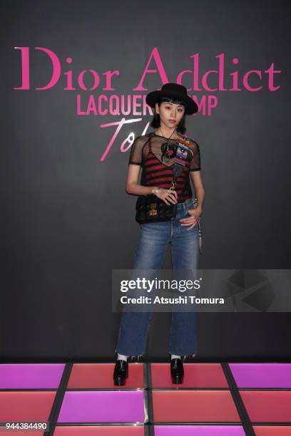 Model Ruka attends the Dior Addict Lacquer Plump Party at 1 OAK on April 10, 2018 in Tokyo, Japan.